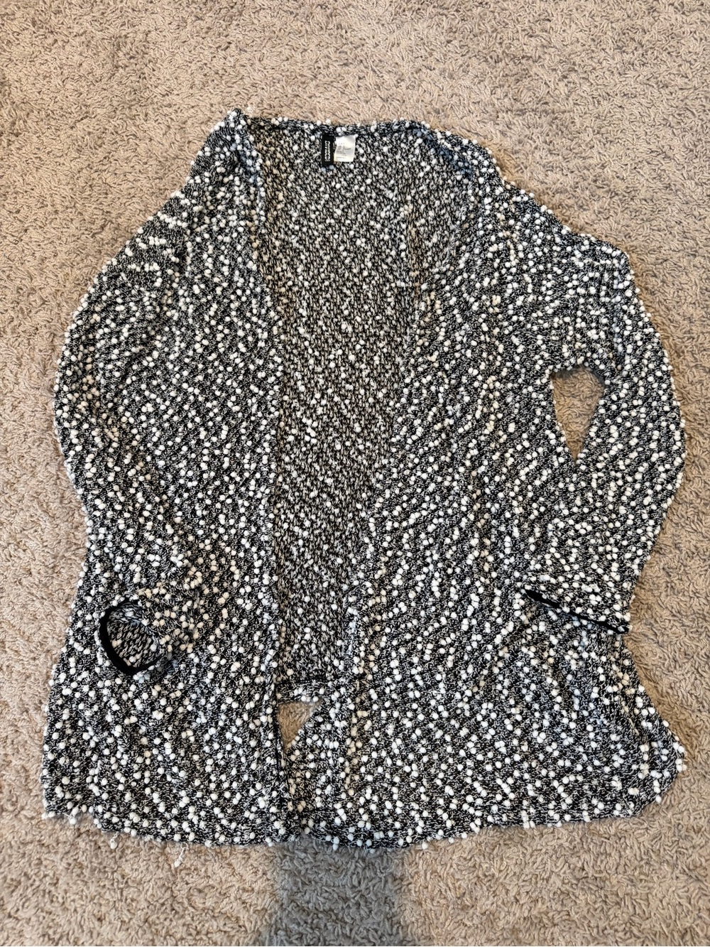 Divided Black & White Open-Front Knit Cardigan